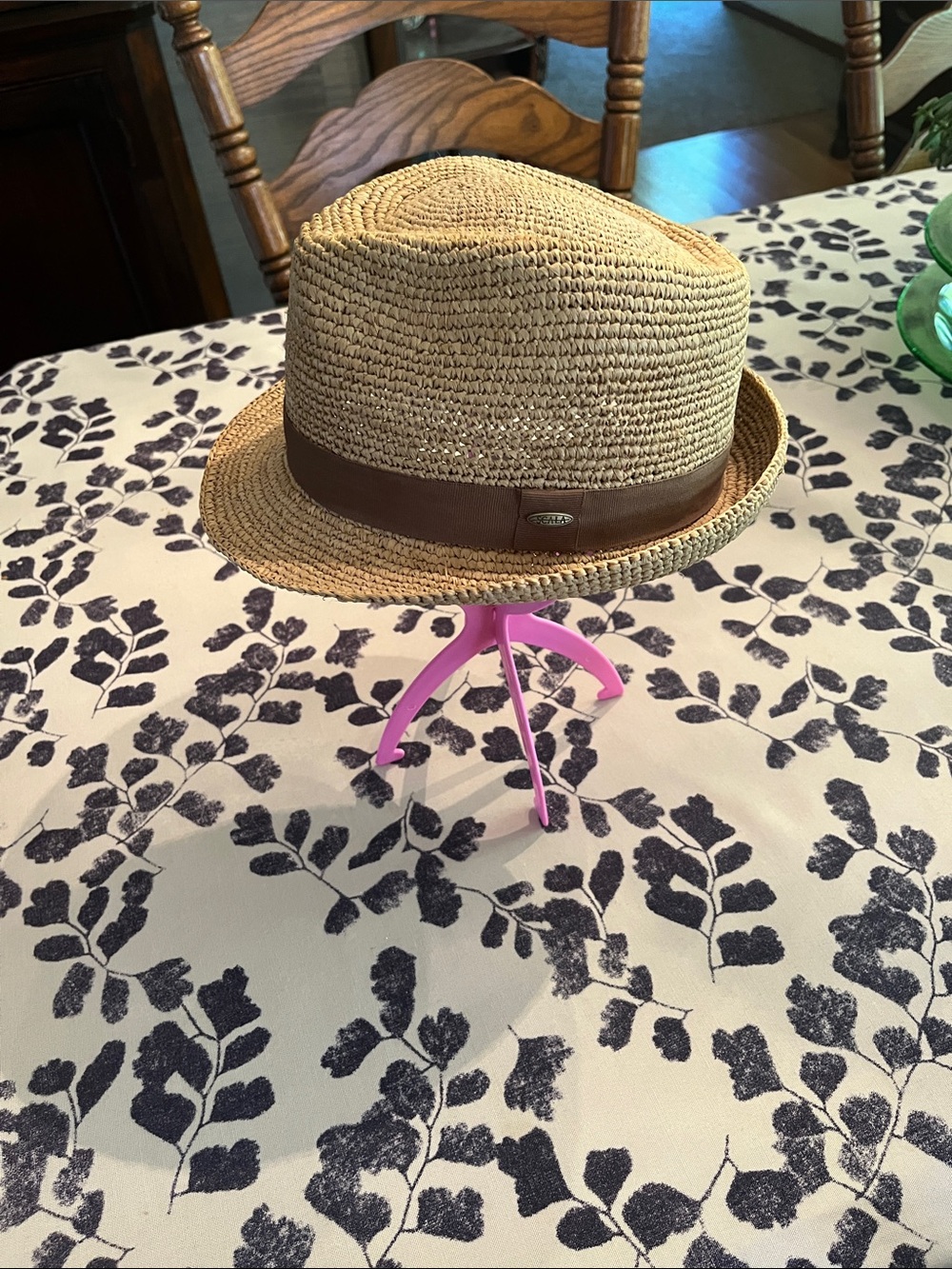 Scala Tan Straw Fedora with Brown Band